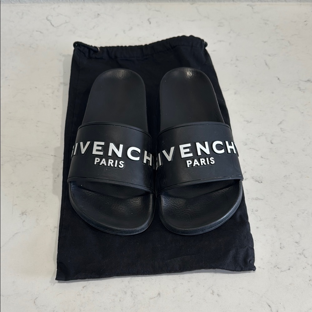 Givenchy Black Slide Sandals with Logo